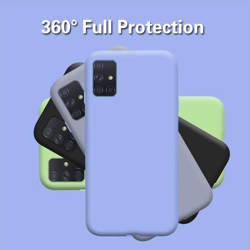 For Samsung Galaxy A51 Case Liquid Silicone Rubber Shockproof Soft Cover A71 Phone Cases SM-A515F Coque |