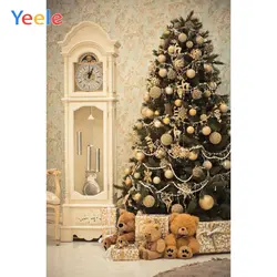 Рождественские часы с деревом игрушка кукла комната фон детский портрет Виниловый фон для фотостудии Фотофон