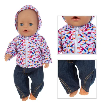 

Born New Baby Fit 17 inch 43cm Doll Clothes Accessories Doll Down Jacket One Piece Suit Denim Pants Suit For Baby Birthday Gift