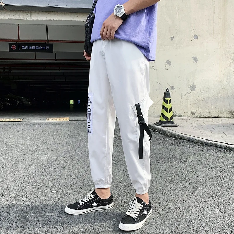 Хип-Хоп Уличная Мужская брюки корейские Jogger спортивные брюки однотонные мужские брюки до щиколотки s Длина карманы брюк Мужские штаны