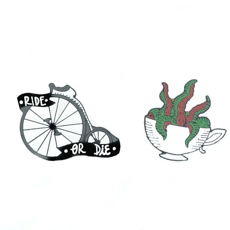 

Europe And America Creative New Style Fun Cartoon Big Wheel Bike Green Succulents Cup Brooch CHILDREN'S Toy
