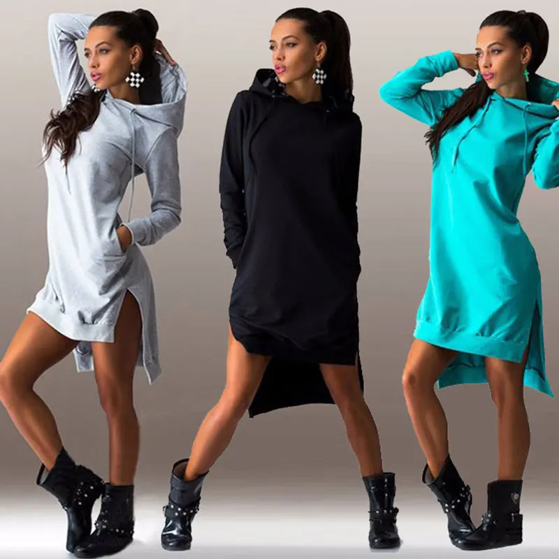 Sexy Hoodie Dress Women Sweatshirt 