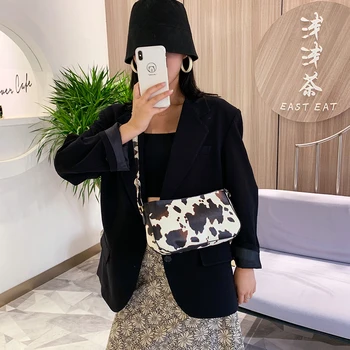 

Women Casual PU Leather Handbags Cow Pattern Female Shoulder Crossbody Sling Bag Fashion Exquisite Shopping Bag