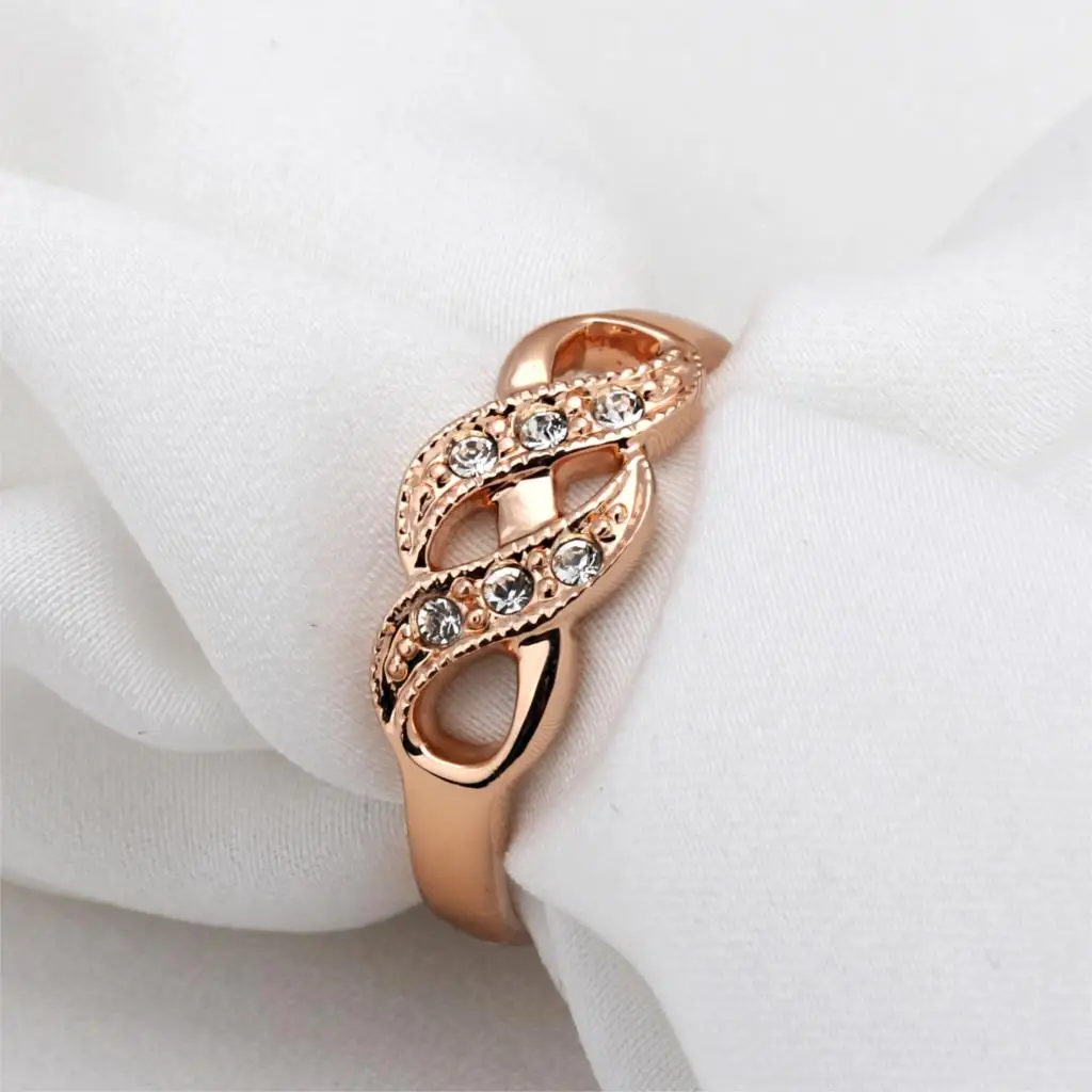 Криперы волнистой формы кубического циркония свадебные кольца на палец для женщин цвета розового золота модный бренд подарок на Рождество R334 R226