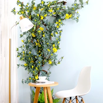 

175cm silk artificial daisy vines hanging flowers for wall decoration rattan fake plants leaves garland wedding home decoration