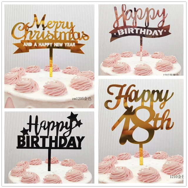 Acrylic Birthday Rose Gold Cake Topper Letters Multicolor Happy ...