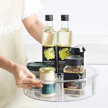 

Rotatable Spice Storage Container Spice Bottle Organizer Seasonings Storage Basket Turntable Storage Bin Kitchen Storage Supplie