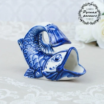 

Napkin holder "Fish", small, gzhel, porcelain, 10x12 cm 4177733
