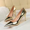 Fashion Women Patent Leather Shallow Thin High Heels Shoes Pointed Toe Gold Silver Heels Pumps Female Tacones Mujer Large Size ► Photo 2/6