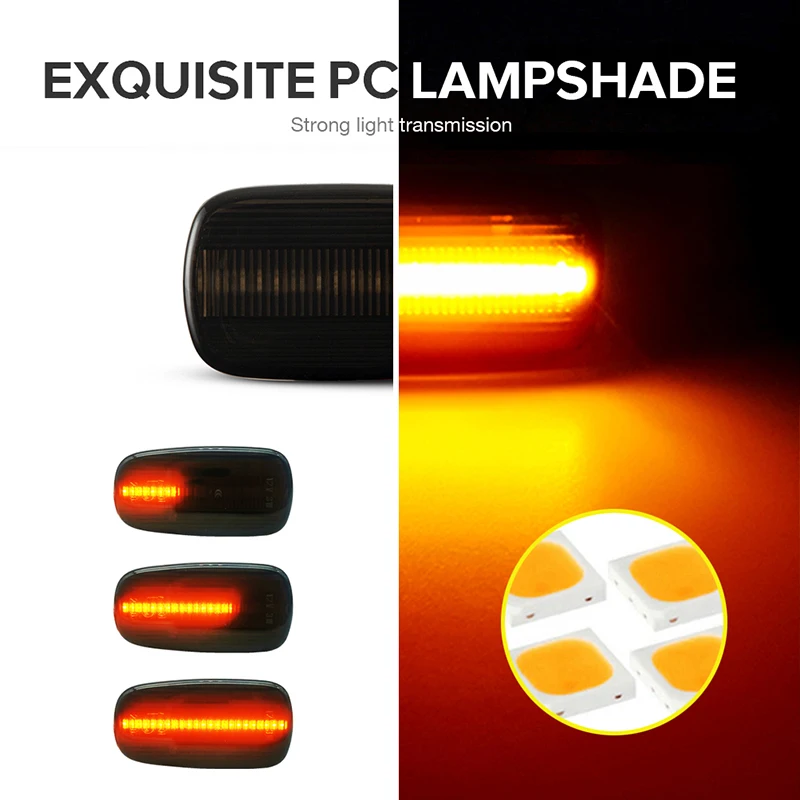 2PcsDynamic Amber LED Side Marker Light Tuan Signal Lamp For Toyota Prius Kluger Wish RAV4 Altezza Crown Land Cruiser Isis Lexus