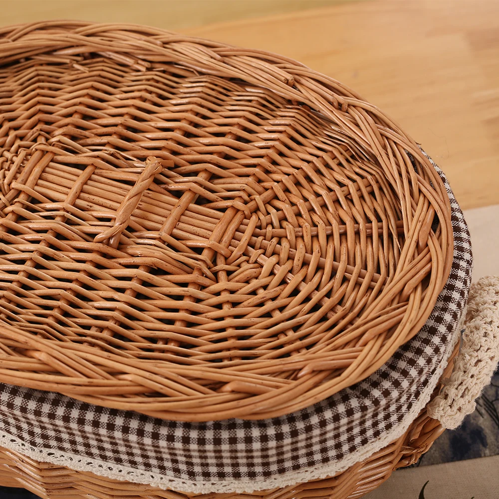 Wicker Basket Display Trays Bread Fruit Gift Hamper Farm Retail Storage 47cm 