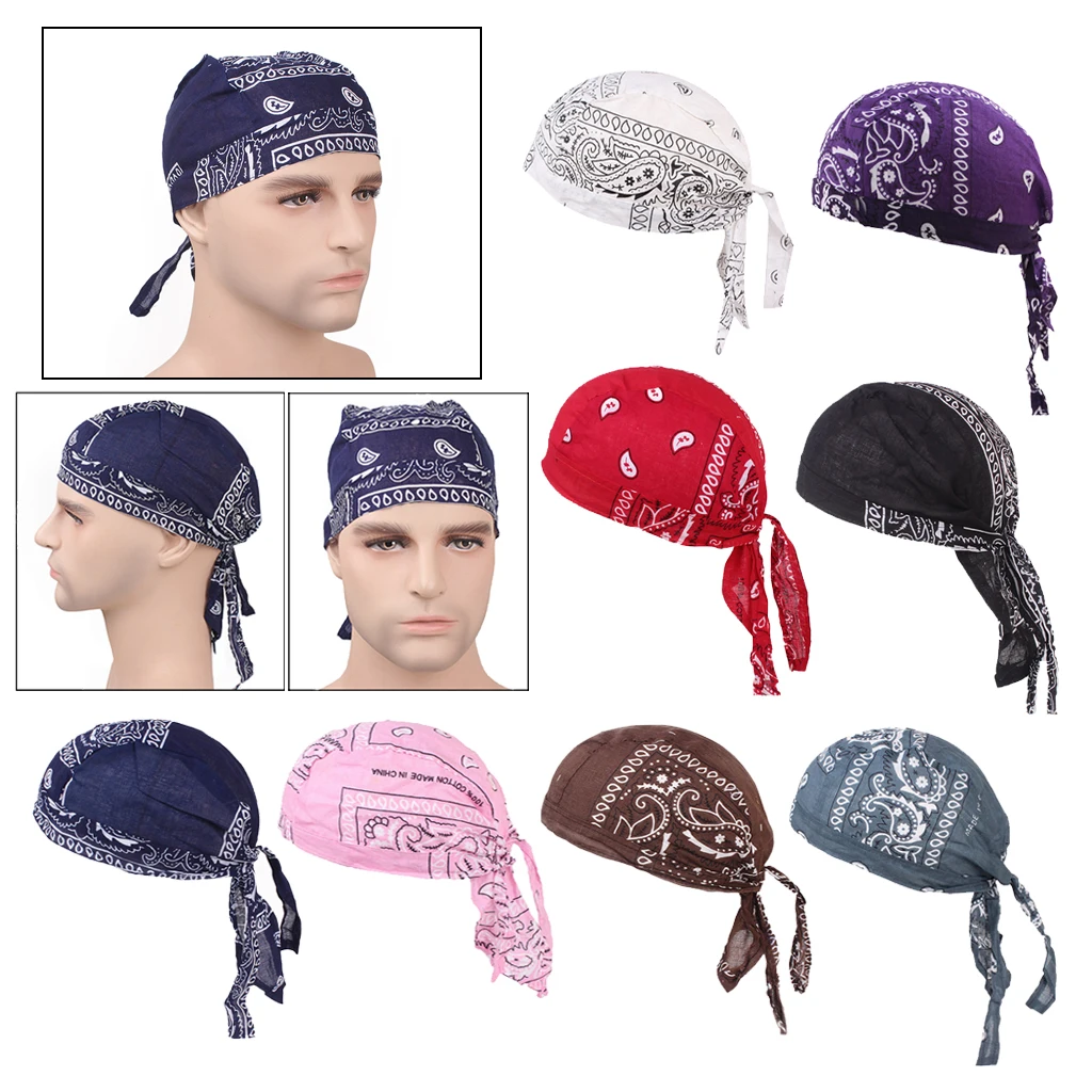Sombrero de pañuelo Unisex de algodón con estampado Durag, gorro transpirable, turbante para quimio, pañuelo de cabeza de pirata