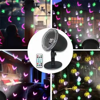 

7.5W 4 LED Halloween Projection Spotlight Outdoor Remote Control Waterproof Lamp for Party Festivals AC100-240V Wedding
