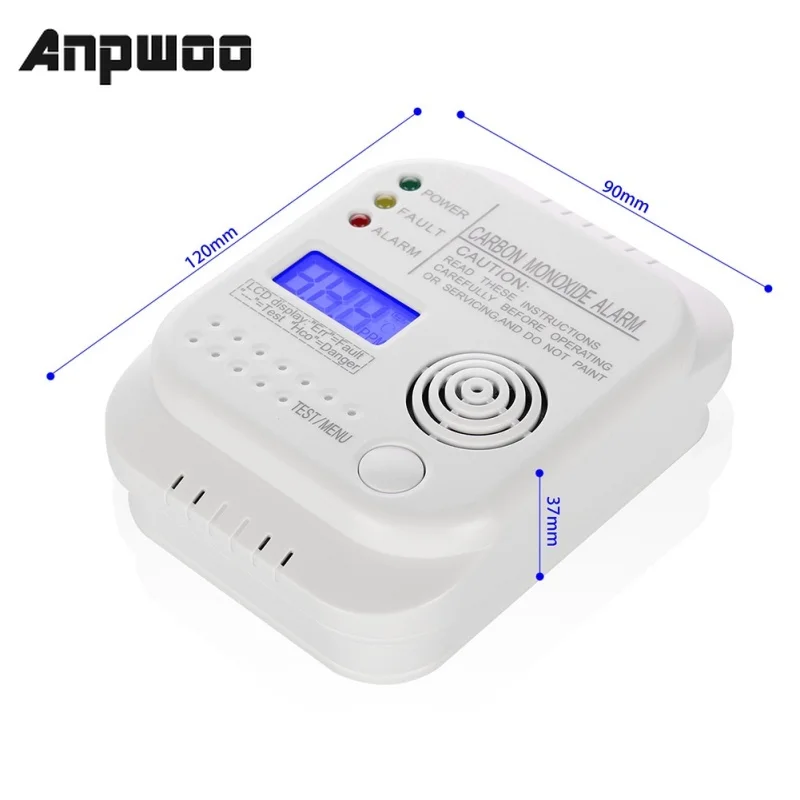 ANPWOO CO-detector de monóxido de carbono, alarma, seguridad del hogar sensor para, alerta, acústico y óptico