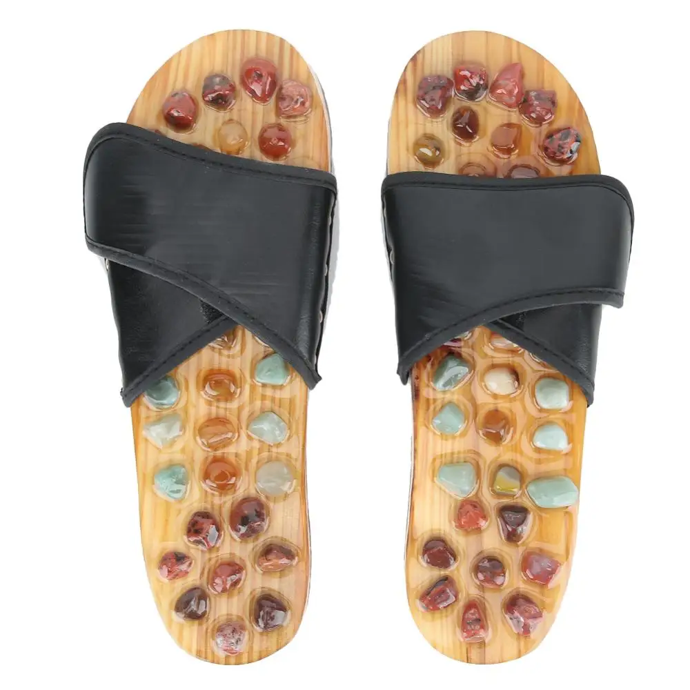 2 colors Unisex Natural Agate Stone cobblestone Foot Massage Slippers Relieve Arthritis Plantar Fasciitis Acupoints Massager New - Color: 42