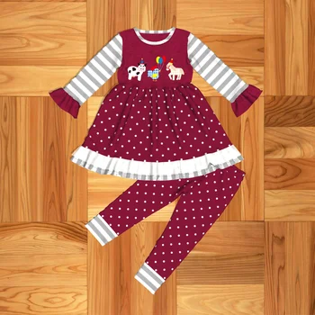 

2020 Fall Kids Design Farm Children Clothes Cotton Boutique Girl Baby Clothes Match Girl Romper