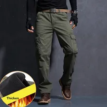 Плотные прямые брюки карго флисовые Свободные повседневные мужские мешковатые брюки размера плюс 38 мужские зимние брюки