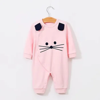 

Newborn One-piece Cotton Pink Baby One-piece Clothes Spring and Autumn Cute Cute Foreign Baby Girl Baby Princess Dress Lapel