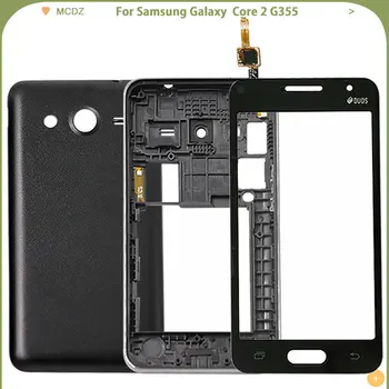

New Battery Cover For Samsung Galaxy Core II 2 G355 G355H G355HN Back Cover + Touch Screen Rear Door Full Housing Case