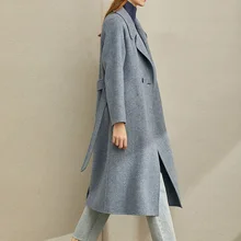Amii минималистичное роскошное двухстороннее шерстяное пальто зимнее новое шерстяное пальто женское приталенное шерстяное пальто