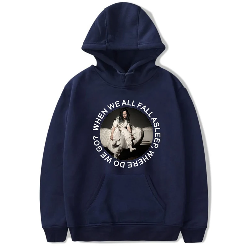 Зимние женские куртки Billie Eilish 3d принт Harajuku толстовки Femme толстые теплые на молнии толстовка с капюшоном Спортивная толстовка - Цвет: Navy C