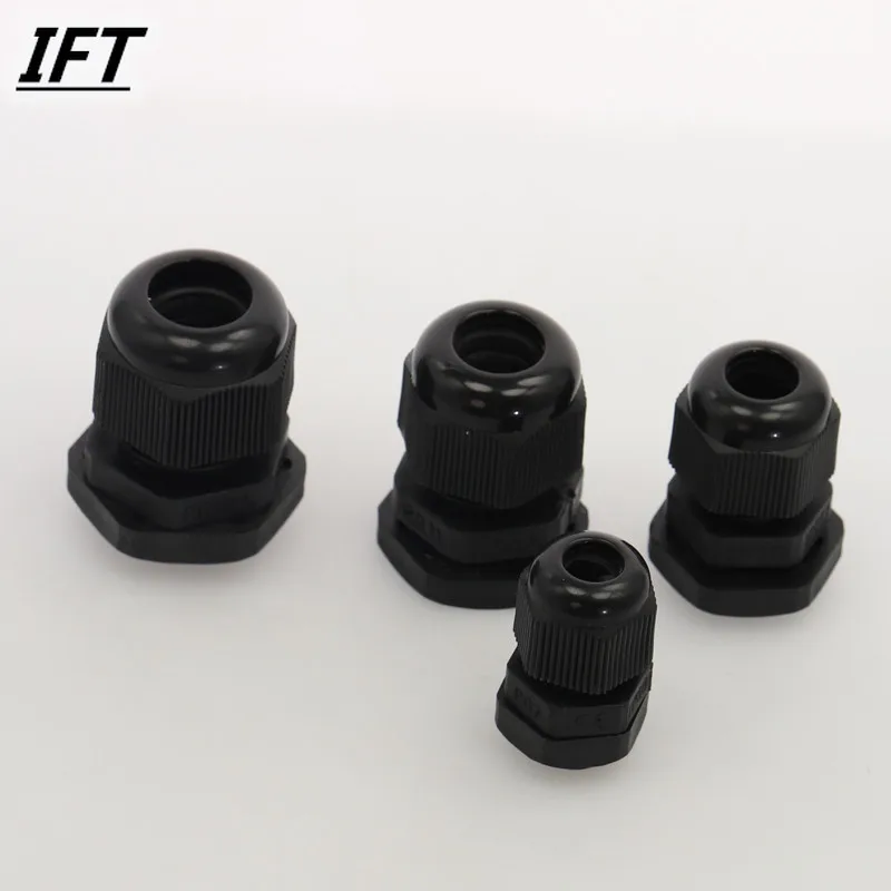 Black Nylon Strain Relief Glands Connector PG7 PG9 PG11 PG13.5 PG16 PG19 PG21 PG25