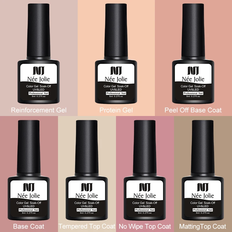 

NEE JOLIE 8ml Reinforcement Gel White Color Semi-transparent Nail Protector Nail Thickness Enhancer Soak Off Nail Art UV Gel
