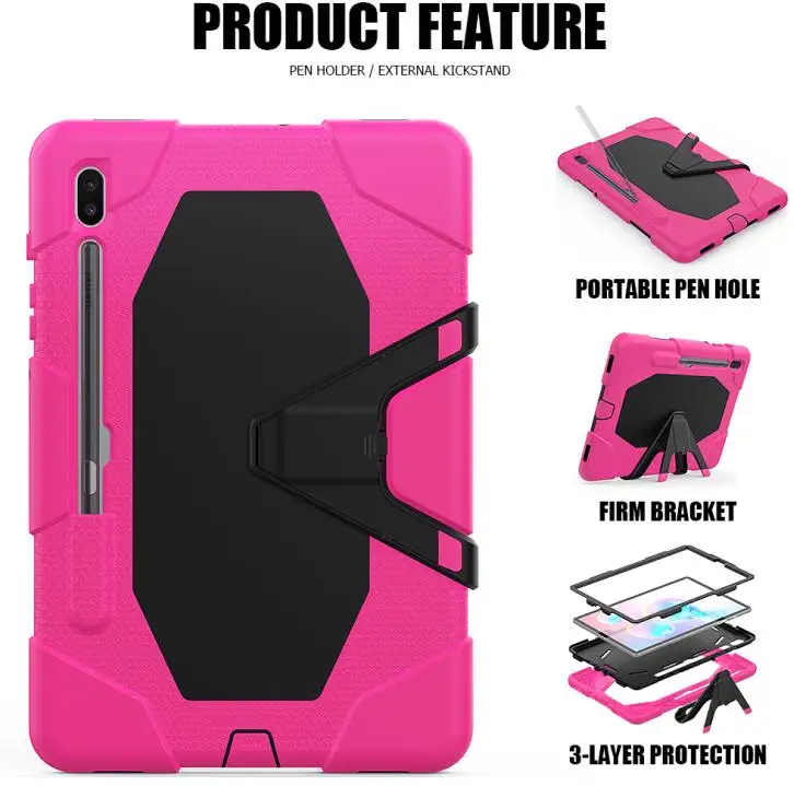rose red Силиконовый PC Прочный Гибридный чехол-подставка для samsung Galaxy Tab S6 10,5 SM-T865 SM-T860 T860 T865 Shockprrof чехол для планшета+ ручка - Цвет: rose red