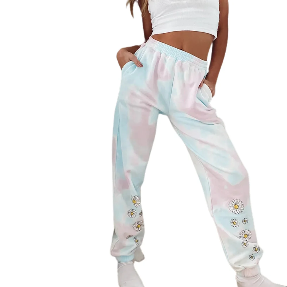 Брюки женские свободные с цветочным принтом модные повседневные штаны