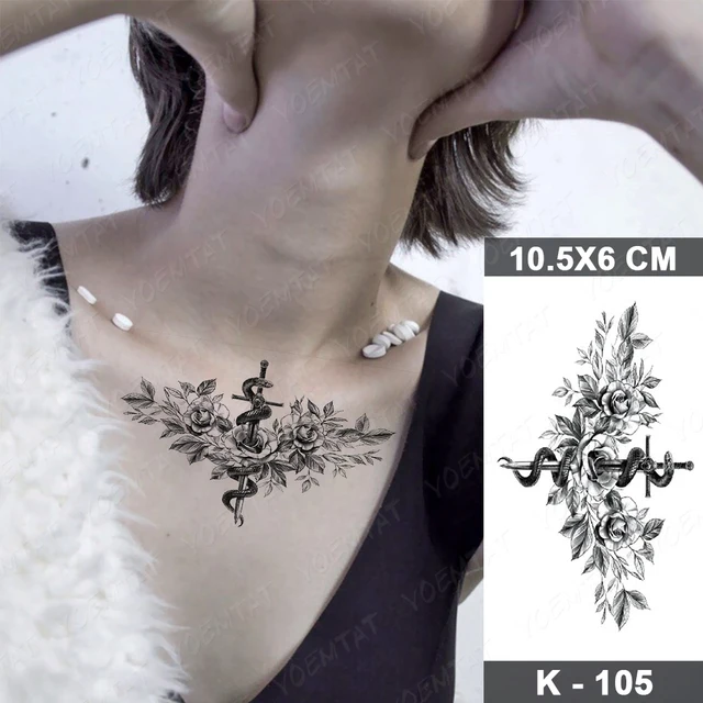 Waterproof Temporary Tattoo Sticker Small Simple Line Flower Flash Tatoo Cute Leaf Finger Wrist Fake Tatto For  Body Art Women 37-K105