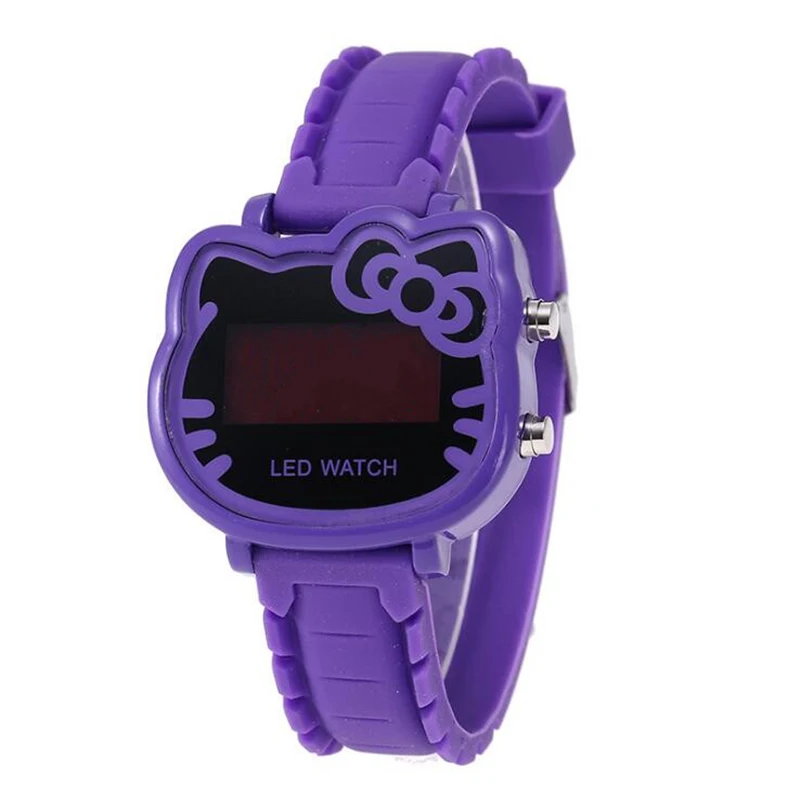 Hello kitty часы дети мультфильм цифровые часы для девочек Дети Прекрасный Силикон Детские наручные часы Детские часы Relogio Infantil