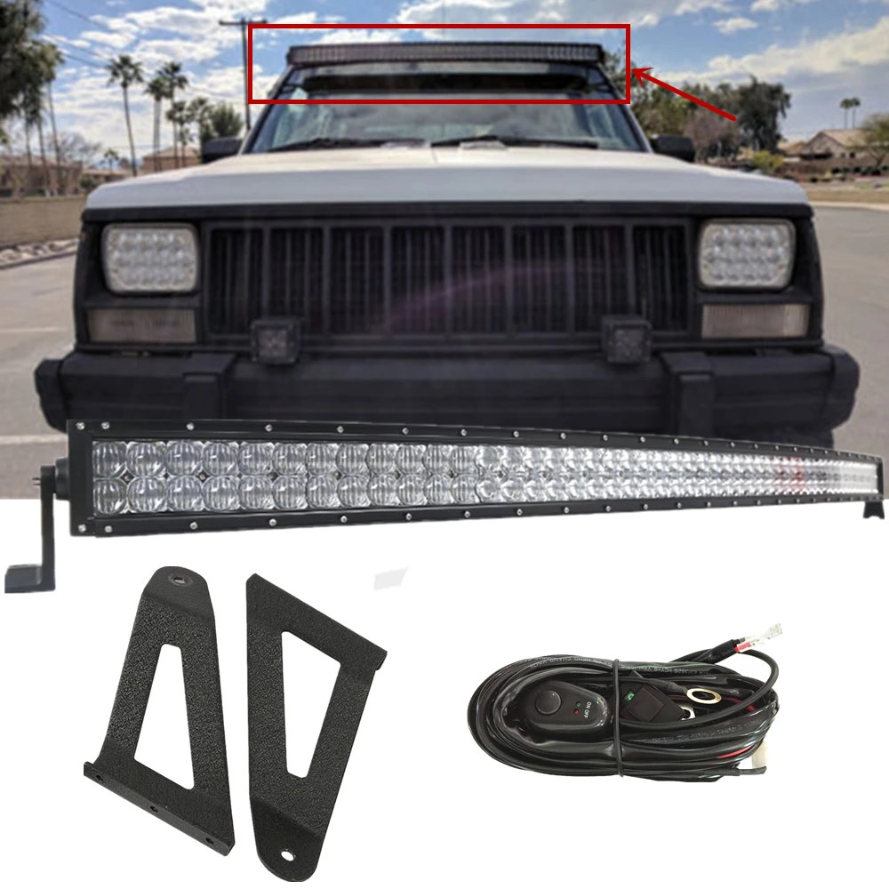 Для Jeep Cherokee XJ 1984-2001 50 дюймов 5D 288 Вт изогнутый СВЕТОДИОДНЫЙ светильник бар в