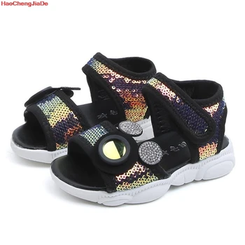 

New Summer Children Kids Shoes Beach Sandals for Girls Fashion Casual Cartoon Sequins Toddler Sandals Rubber Sole EU 21-30