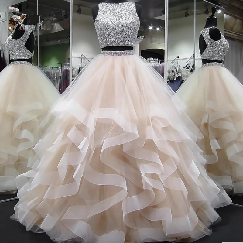 Платье для выпускного вечера из двух частей, лиф с бусинами, Vestidos de fiesta largos elegantes de Gala, бальное платье, торжественное вечернее платье