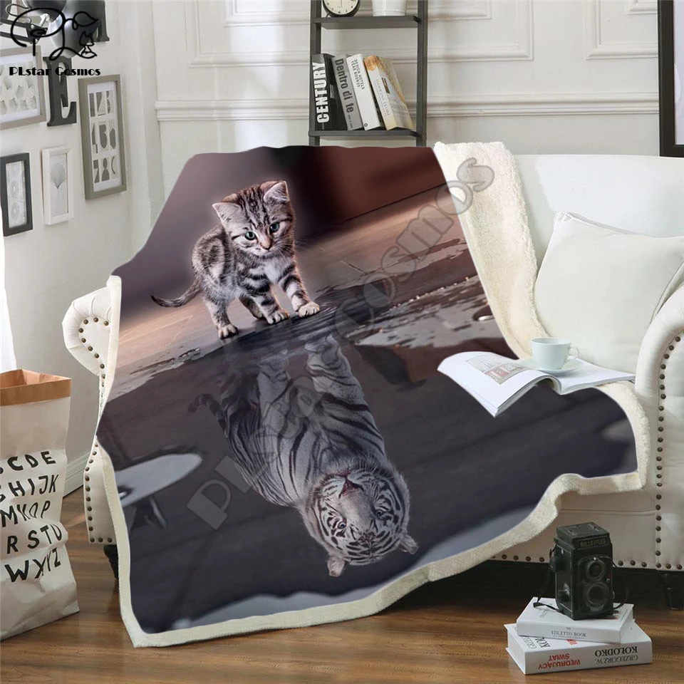 Best Price Manta polar de felpa con estampado 3D de gato bonito para adultos, edredones a la moda para el hogar y la Oficina, edredón lavable, manta de Sherpa informal para niños y niñas nlKlRVDON