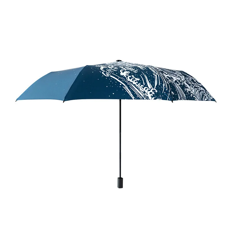 Japanese Kanagawa Surfing Three Folding Umbrella folding umbrella wind resistant umbrella windproof umbrella japanese umbrella 8Rib Wind Resistant Frame for Women