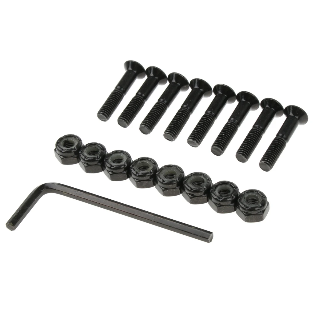 8pcs Carbon Steel Longboard Skateboard Hardware Bolts with Hex Tool for Street Deck Cruiser Skateboard Longboard