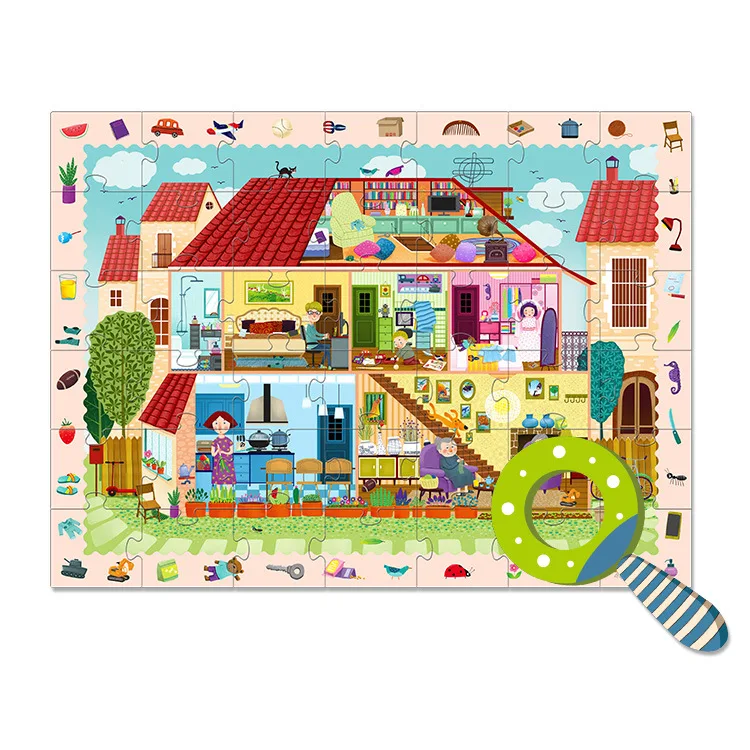 

MiDeer Mi Deer Space Explore Large Pieces Cartoon Paper CHILDREN'S Puzzle Creative Toy-with Magnifying Glass