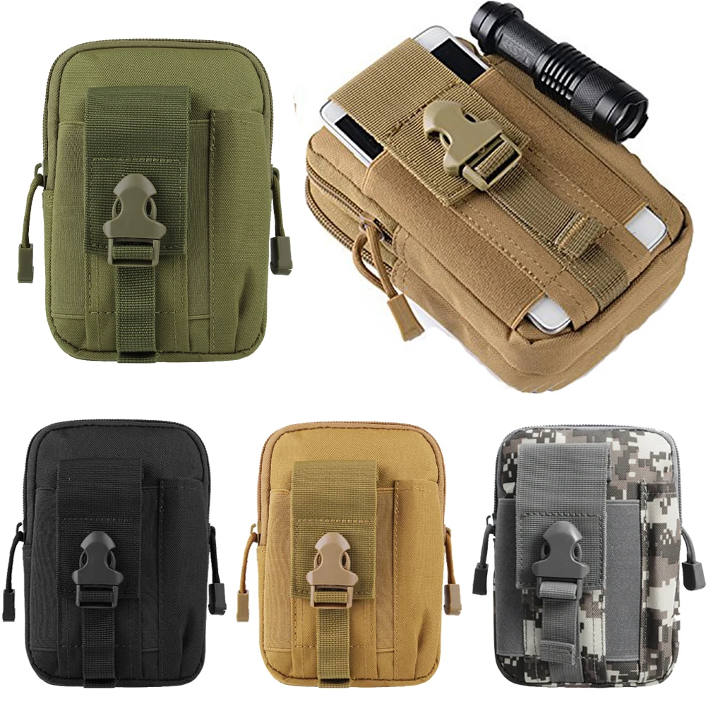 

600D Tactical Molle Pouch EDC Men Belt Waist Bag Utility Gadget Gear Tool Organizer Pocket Cell Phone Holster for Outdoor Sports