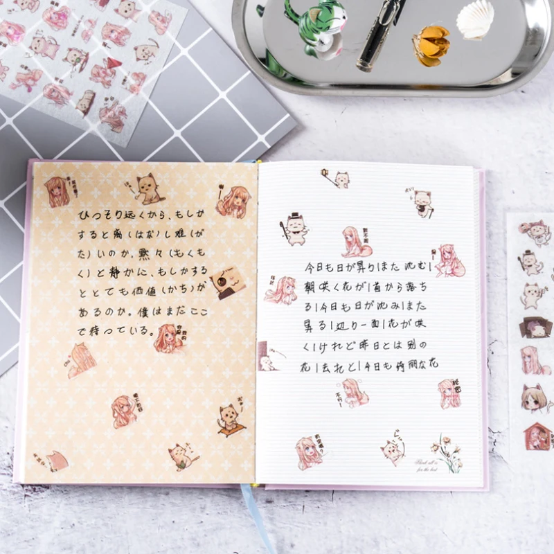 20 упаковок/партия, кавайные японские креативные наклейки с милым и забавным котом, пули, журнал, версия для девочек, наклейки для скрапбукинга