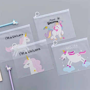 

1 Pcs Hot Cute Unicorn Transparent PP Buckle Document Holder FOR A5 Office Folder Storage Package Paper File Folder