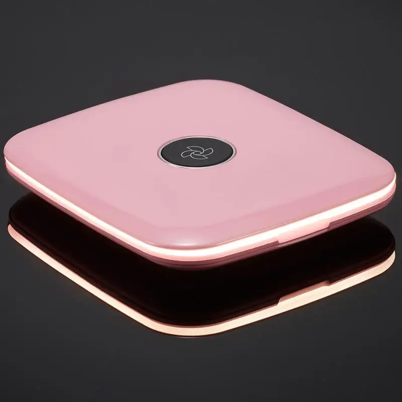 ABS Handheld Cosmetic Tool Circular Smart Portable Makeup Mirror Gift Touch Dimmer Mini USB Charging LED Light 5X Magnifying