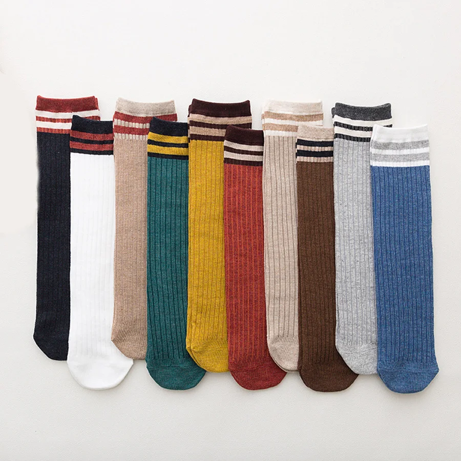 Хлопковые женские носки в полоску, повседневные женские носки, 10 цветов, черные, белые носки хараюку, размер 36-40, новинка