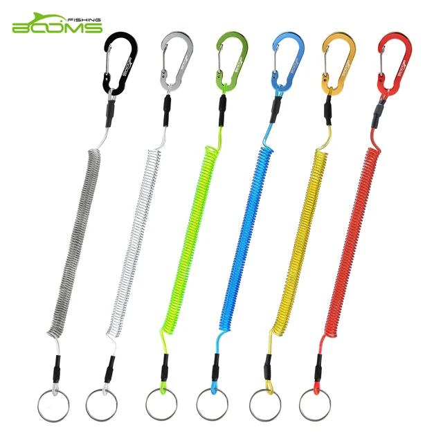 Booms Fishing T04 Fishing Lanyards Safety Rope Wire Steel with Carabiner  Coil Lanyard Retractable 1.5m Max Fishing Takle Tools - AliExpress