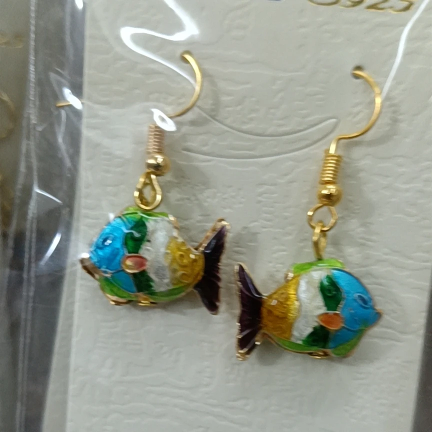 Pendientes de pez dorado de China, joyería colgante de pez esmaltado, adornos de orejas de animales, accesorios para mujer|Pendientes con forma de gota| AliExpress