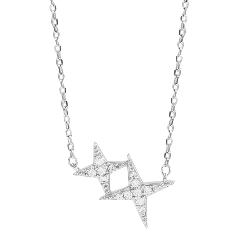 

Flash drilling butterfly Lightning Necklace Female Anger Clavicle Chain Simple Pendant Korean Jewelry Necklace Birthday Gift