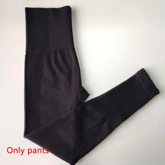 YS07 black pant Женский комплект 2 шт. бесшовный комплект для йоги, одежда для фитнеса, леггинсы с высокой талией+ спортивный бюстгальтер, одежда для спортзала и тренировок, Женская Спортивная одежда для бега - Цвет: YS07 black pant