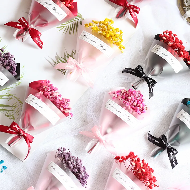 1 Bunch of Mini Gypsophila Bouquet Dried Flowers Wedding Home Decoration Gift Packaging Full Star