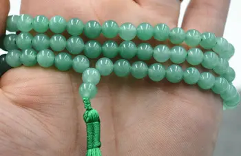 

8mm stone Buddhist Aventurine jade 108 Prayer Beads Mala Bracelet Necklace