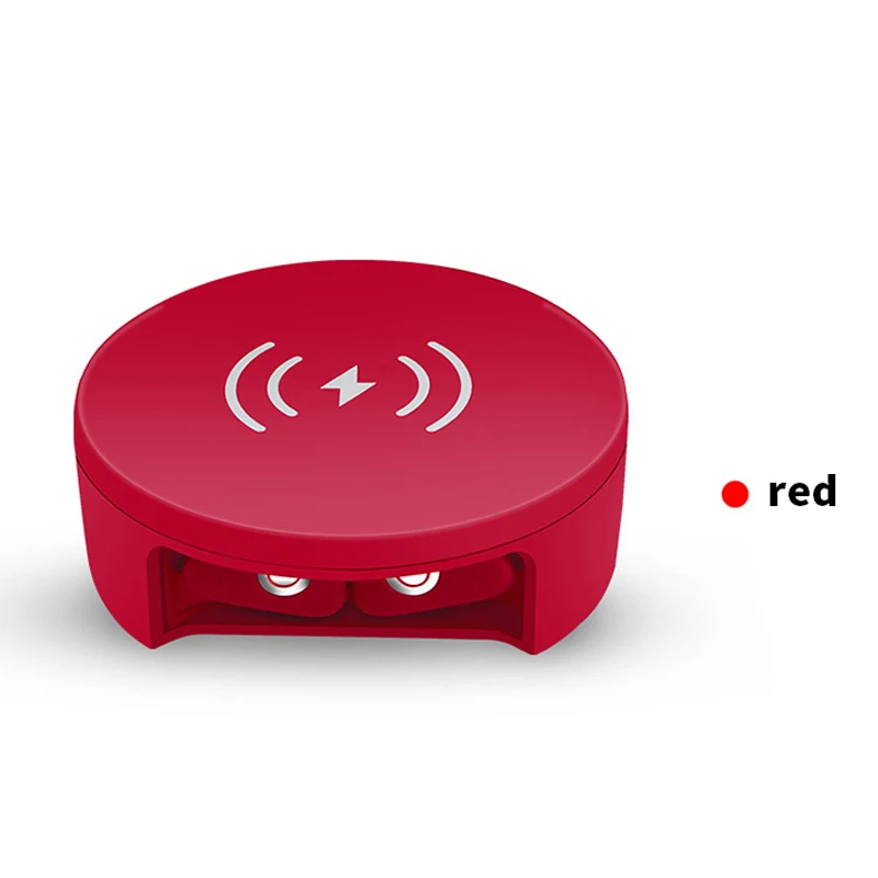 CALETOP Bluetooth 5,0 наушники TWS IPX5 водонепроницаемые наушники-капельки HiFi с сенсорным микрофоном 2600 мАч зарядное устройство чехол с беспроводным зарядным устройством - Цвет: Красный